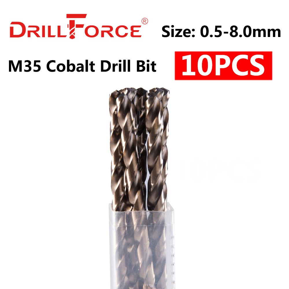 10PCS 0,5mm-8,0mm M35 HSS-CO Kobalt Bohrer Bits HSS Spiralbohrer Für Edelstahl (0,5/1,5/2,5/3/4/4,5/5,5/6/6,5/7/8mm)