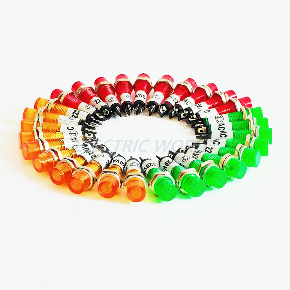 plastic Indicator lights LED 7mm hole 5PCS waterproof Signal lamp 12V 24V 220v no wire power signal lamp LED indication