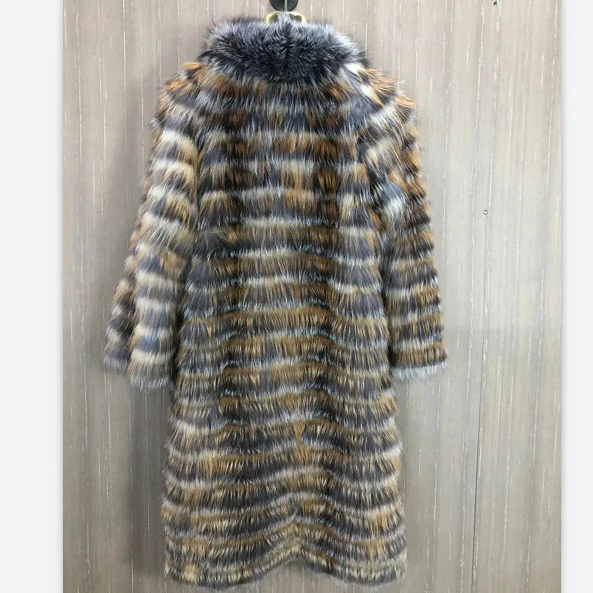 Długie futro z prawdziwego lisa, naturalne futro z lisa srebrnego, futro z czerwonego lisa, kurtka damska, lekka i ciepła, wysokiej jakości, moda, 90cm