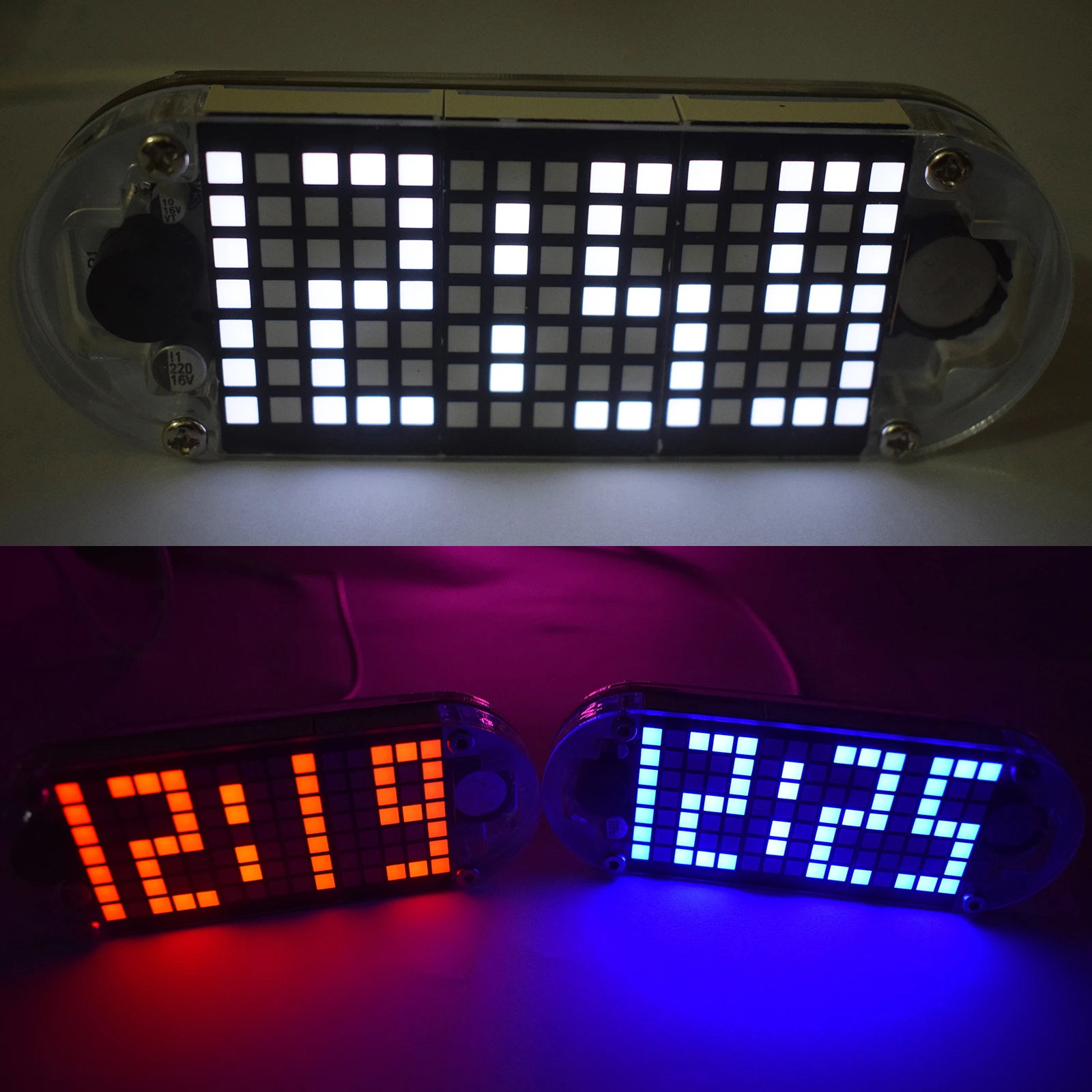 DIY DS3231 Touch Key Precision High Brightness LED Dot Matrix Display Creative Oval Shape Desktop Alarm Clock