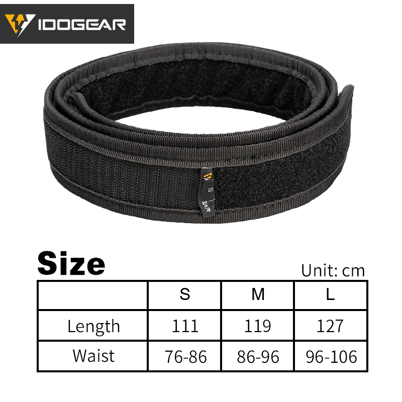 IDOGEAR Cinto Tático Masculino Cintos Esportivos Cinto Interno 1.7" Cinto Nylon Preto 3418