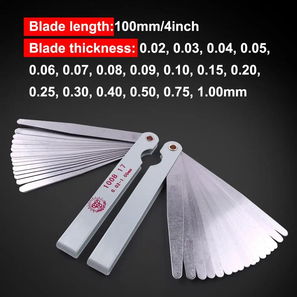 Đồng Hồ Nam Dây Thép Không Gỉ Feeler Đo 17 Lưỡi/32 Độ Dày Lưỡi Khoảng Cách Đo Lường Chất Độn Feeler Đo Đo Dụng Cụ Cho Feeler Đo van Cập