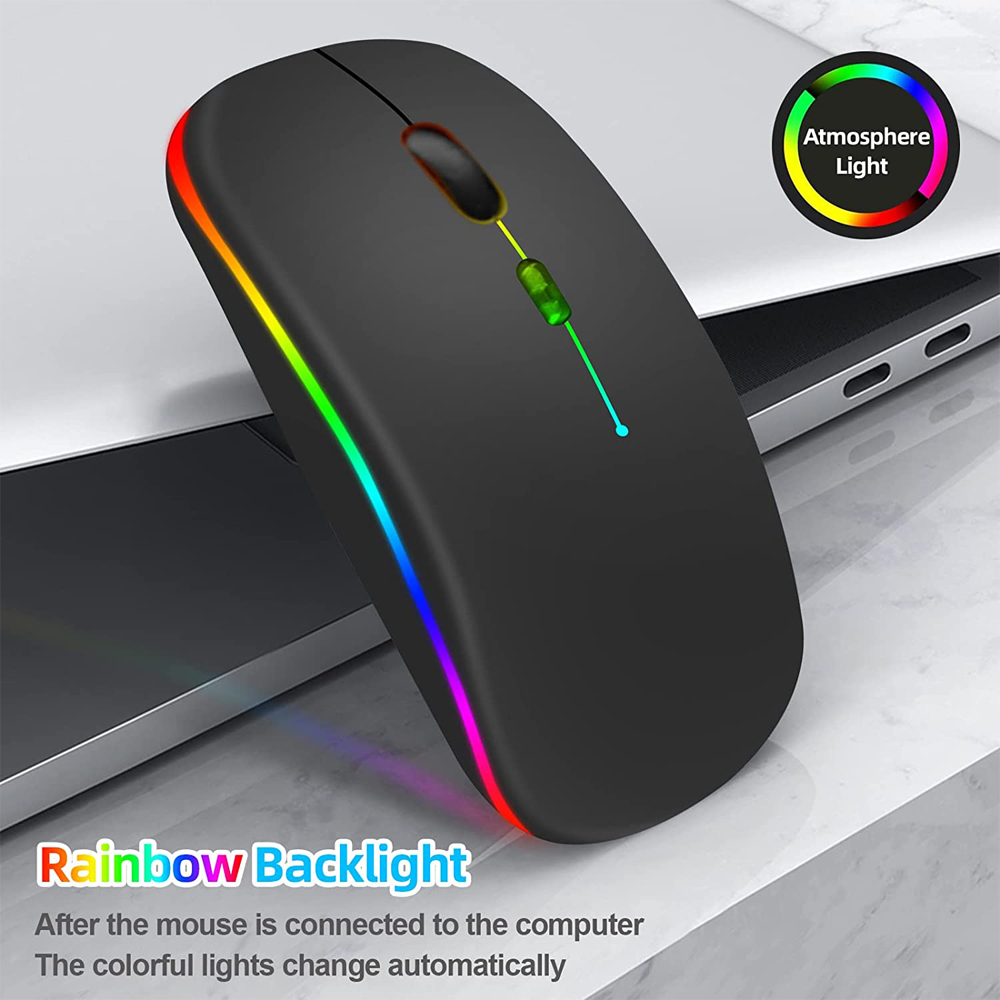 LED Drahtlose Maus USB Aufladbare Bluetooth-kompatibel RGB Maus Stille Ergonomische Maus Mit Hintergrundbeleuchtung Für Laptop PC ipad