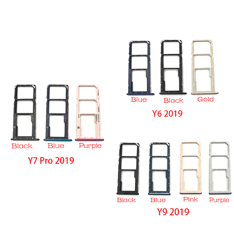 Phone Sim Chip SD Card Tray For Huawei Y6 Y9 Y7 Pro 2019 Sim Card Micro SD Slot Tray SIM Card Holder Adapter + Pin Replacement