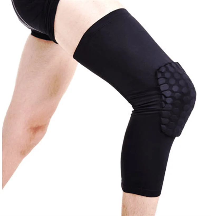 Professional Honeycomb Crashproof เข่าสนับสนุนอุปกรณ์ป้องกันกีฬาขาเข่า Pads Breathable BANDAGE บาสเกตบอลเข่ารั้ง