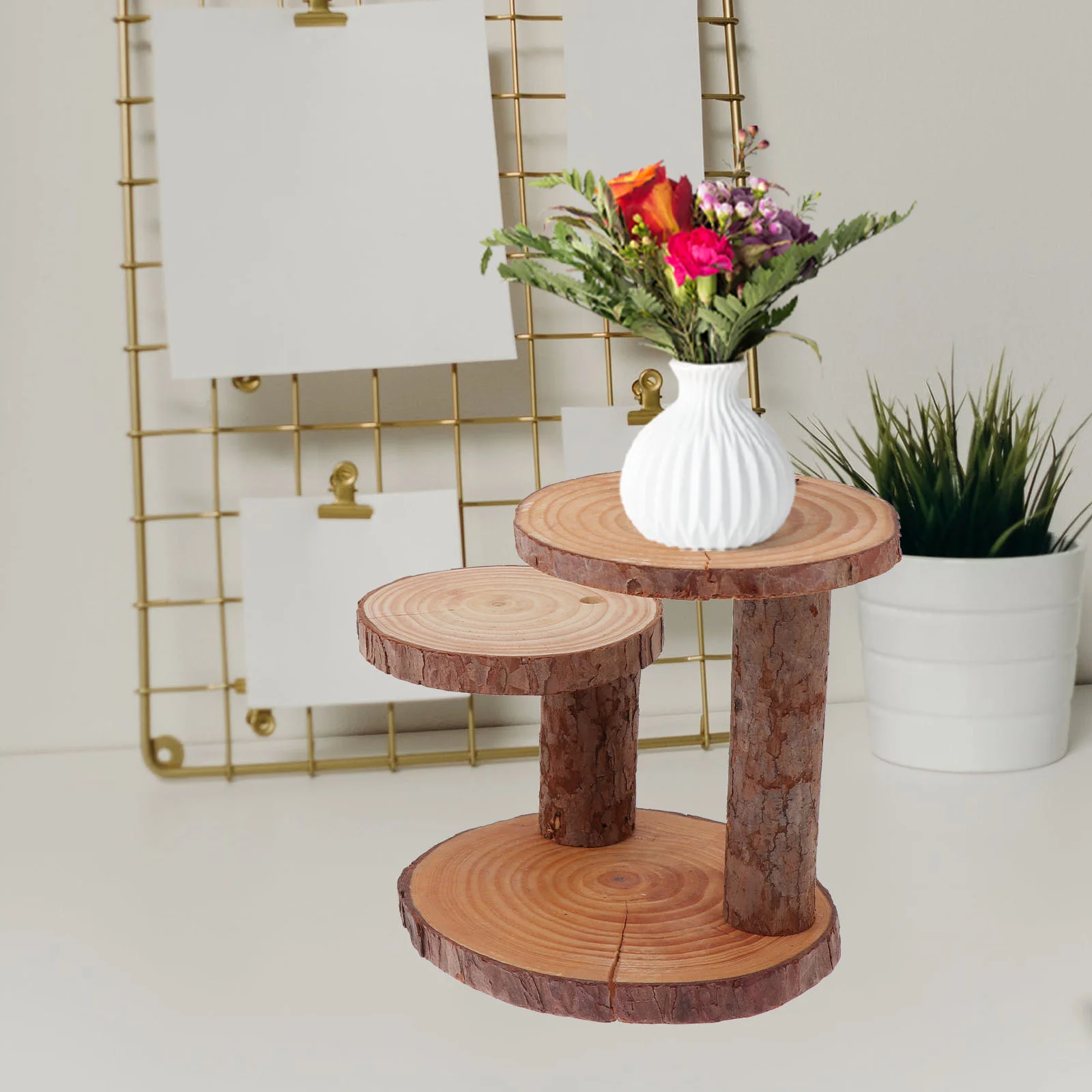 Supporto per vaso in legno portafiori espositore in legno scaffale Riser fioriera per torta stoccaggio in vaso vassoio rotondo multiplo supporto per balcone