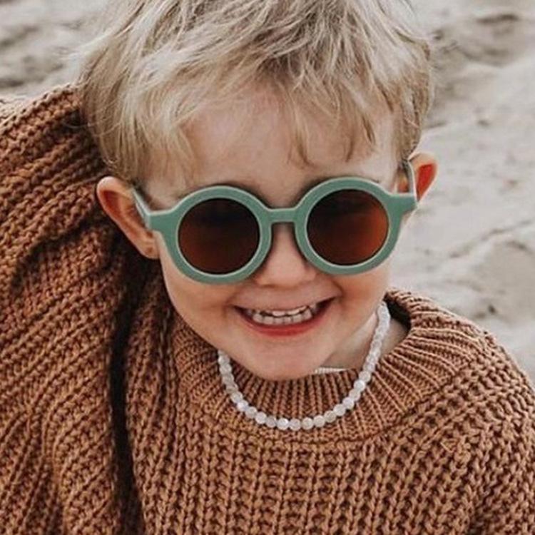 2021 novas crianças óculos de sol infantil retro cor sólida à prova de ultravioleta redondo óculos de conveniência para crianças