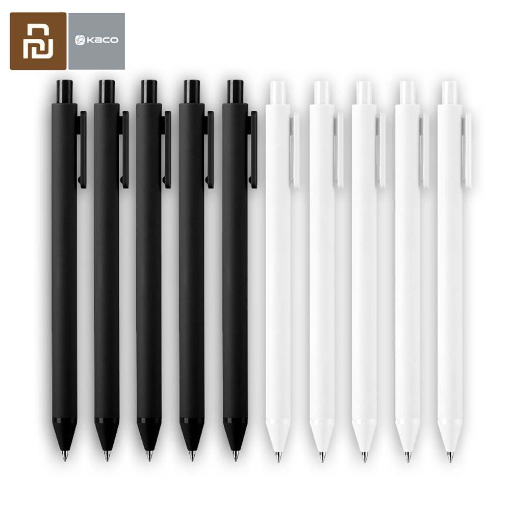 Bolígrafo de Gel Youpin KACO de 0,5mm, recambios de tinta de Color blanco y negro, bolígrafo de plástico ABS, longitud de escritura de 400MM, escritura suave para estudio de oficina