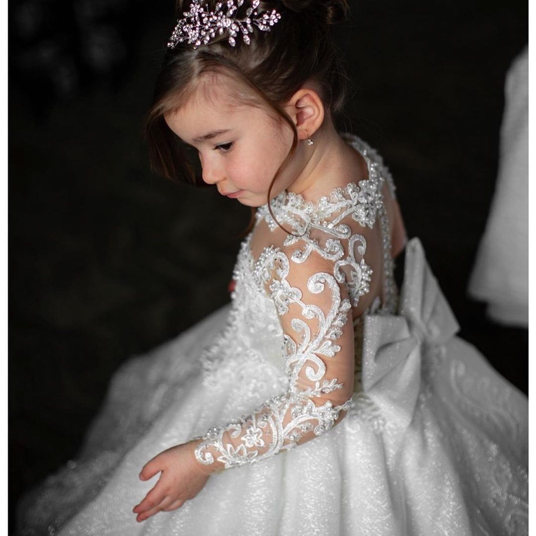 FATAPAESE ชุดเดรสดอกไม้ชุดย้อนยุคโบว์เด็กผู้หญิงเด็กน้อยงานแต่งงาน First Communion Ball Robe Verkleedkleding Meisje