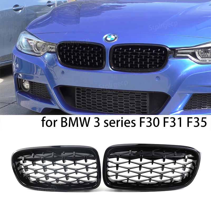 Diamant Voorbumper Nier Grill Dubbele Slat Racing Sport Grille voor BMW 3-serie F30 F31 F35 2011-19 Auto Accessoires
