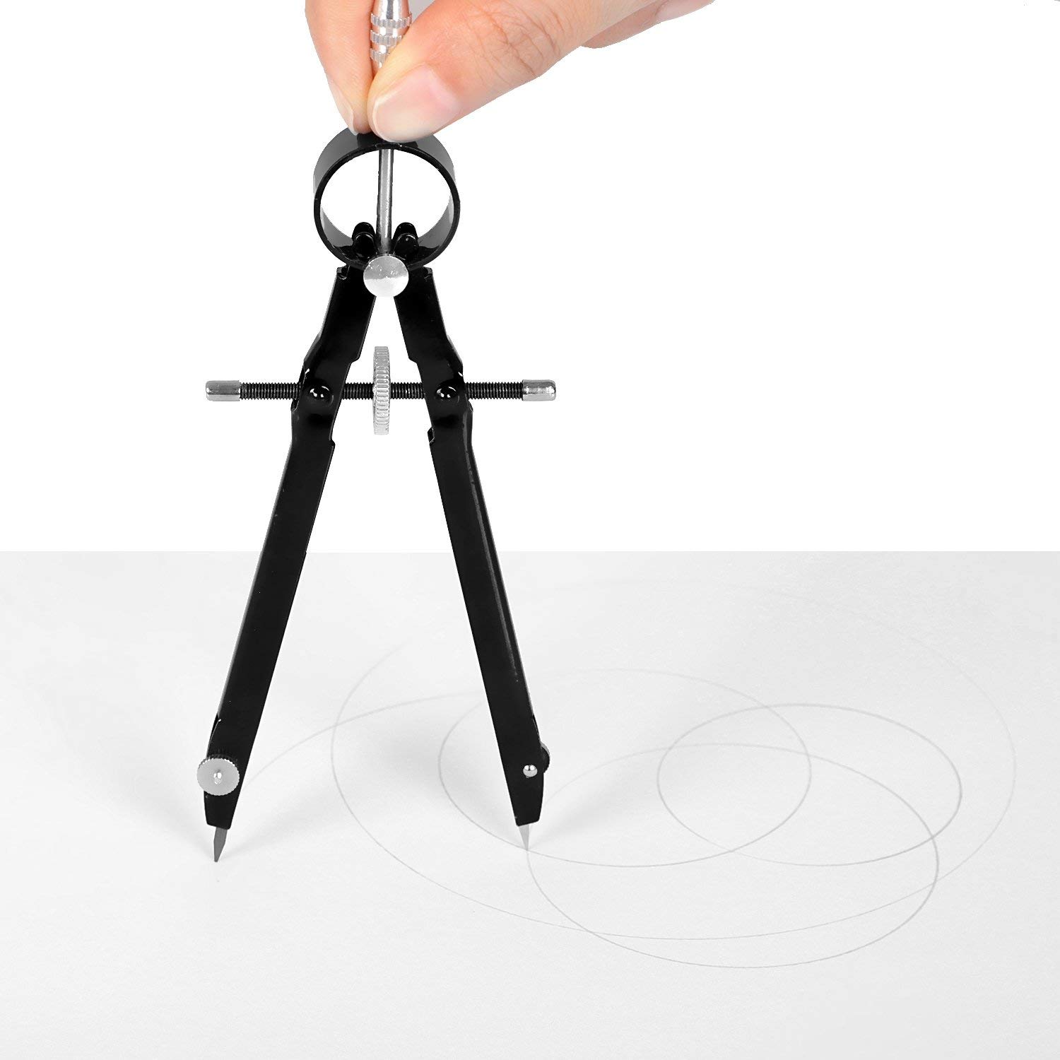 Juego de geometría de brújula profesional con cerradura, brújula matemática y precisión, metal y duradero para precisión sólida y plana