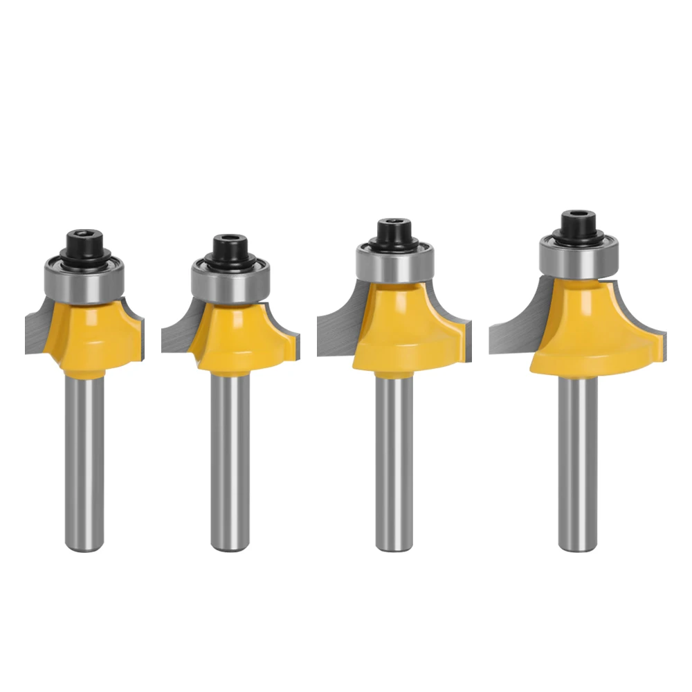 LAVIE 4 pcs set 6mm or 1/4" Shank Small Corner Round Router Bit For Wood Edging Woodworking Mill Classical Cutter Bit For Wood