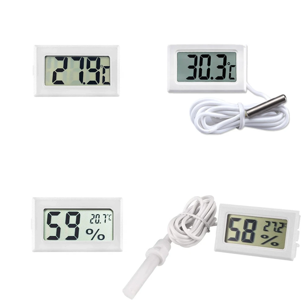 Mini Màn Hình LCD Kỹ Thuật Số Trong Nhà Tiện Lợi Cảm Biến Nhiệt Độ Độ Ẩm Đo Đồng Hồ Đo Cụ Cáp Nhiệt Kế Ẩm Kế Nhiệt Độ