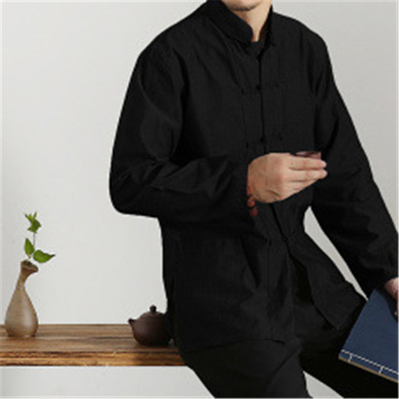 중국 스타일 자 켓 만다린 칼라 태극권 유니폼 Hanfu 쿵푸 남자에 대 한 전통적인 중국 의류 레트로 탑 블라우스 Qipao