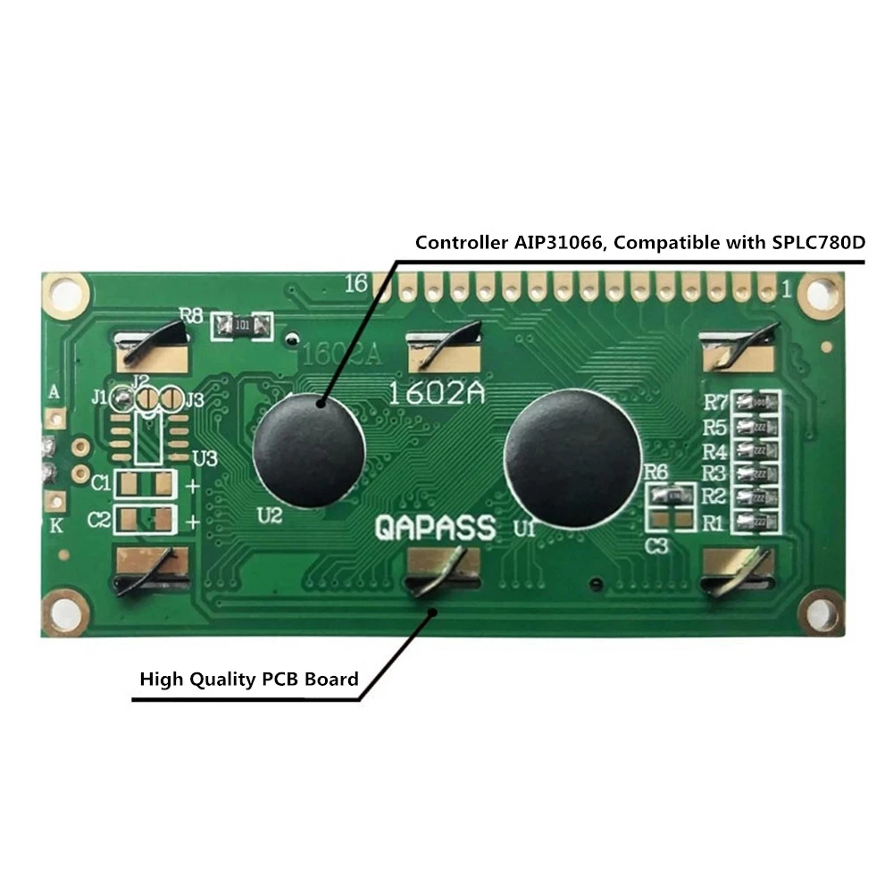 Módulo LCD1602 1602 Tela Azul/Verde IIC/I2C 16x2 Caráter Módulo de Exibição LCD.1602 5V Tela Verde e Código Branco