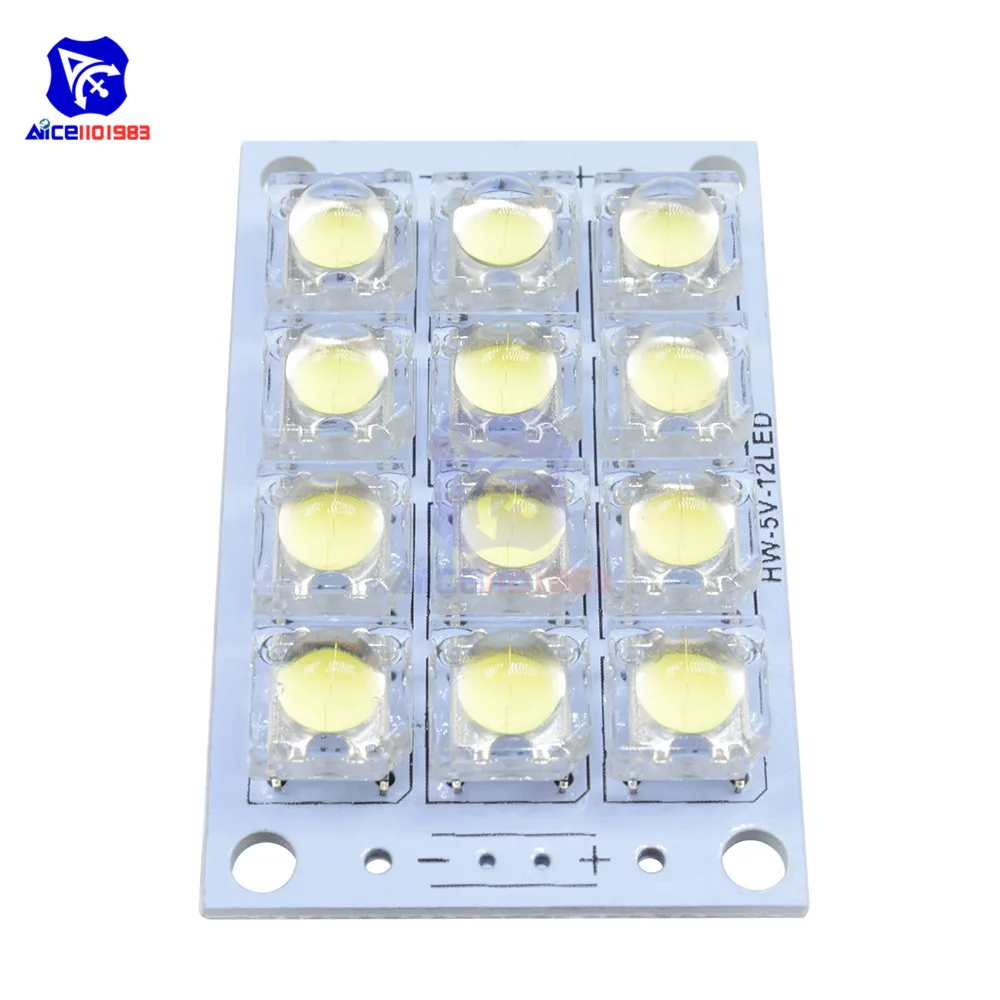 diymore DC 3V-5V 12 Bits LED Super Bright White Piranha LED Board LED Lights Lamp