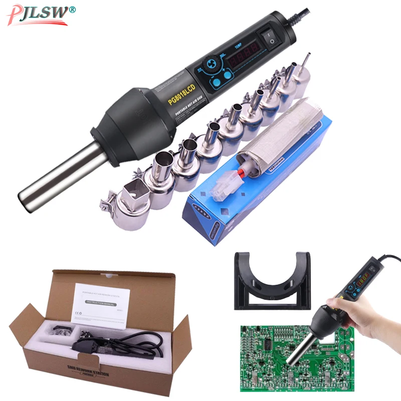 650W UE EE. UU. PG8018LCD pistola de aire caliente de calor electrónico ajustable Estación de soldadura para desoldar IC SMD BGA + boquilla soplador de aire caliente de 650W