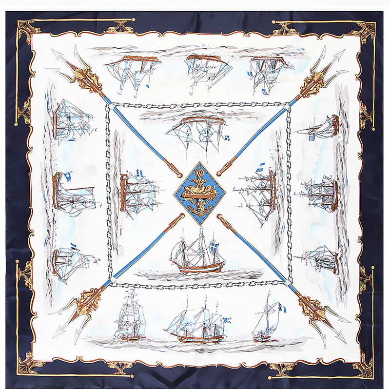 新しいヨーロッパとアメリカの古典的な新セーリングレディース高級ブランドスカーフ人間サンドバッグヒジャーブスカーフバンダナ130センチメートルラージスクエアスカーフ