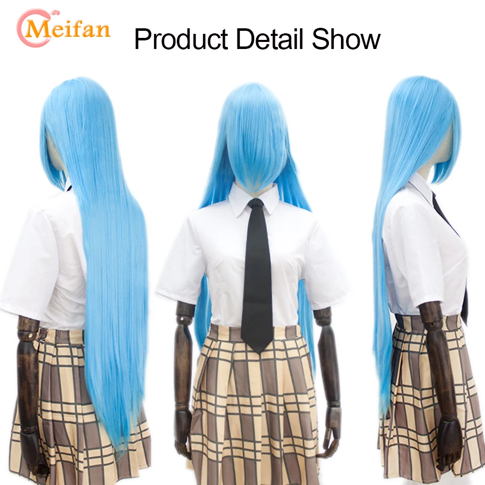 Meifan-長くて滑らかな合成ロリータのかつら,100cm,アニメのコスプレアクセサリー,黒,茶色,ピンク,紫,黒/白の女性用