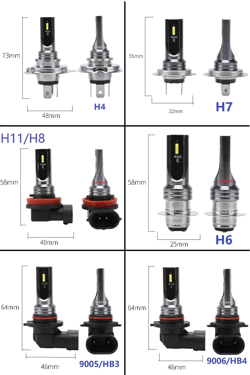 2 Chiếc H4 H7 H11 H10 LED Đèn Pha Ô Tô Bóng Đèn 3000K 6000K PSX24W 9005 HB3 9006 HB4 H8 h1 H3 Đèn Tự Động Ô Tô Lái Xe Đèn Sương Mù