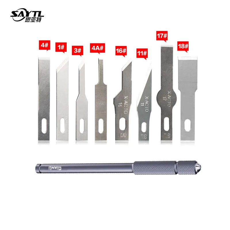QIANLI 012 iHilt-Kit de herramientas de bisturí de Metal antideslizante, cortador, cuchillos artesanales de grabado, hoja BSD, teléfono PCB, herramientas manuales de reparación DIY
