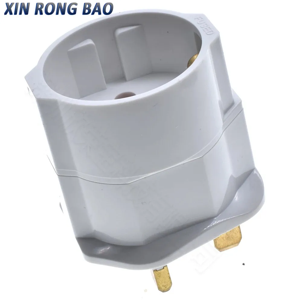 Nova superfície branca preta alemanha/frança/rússia para reino unido 3 pinos com 13a 250v plugue fundido adaptador de viagem soquete tipo reino unido plugue XD-501-E