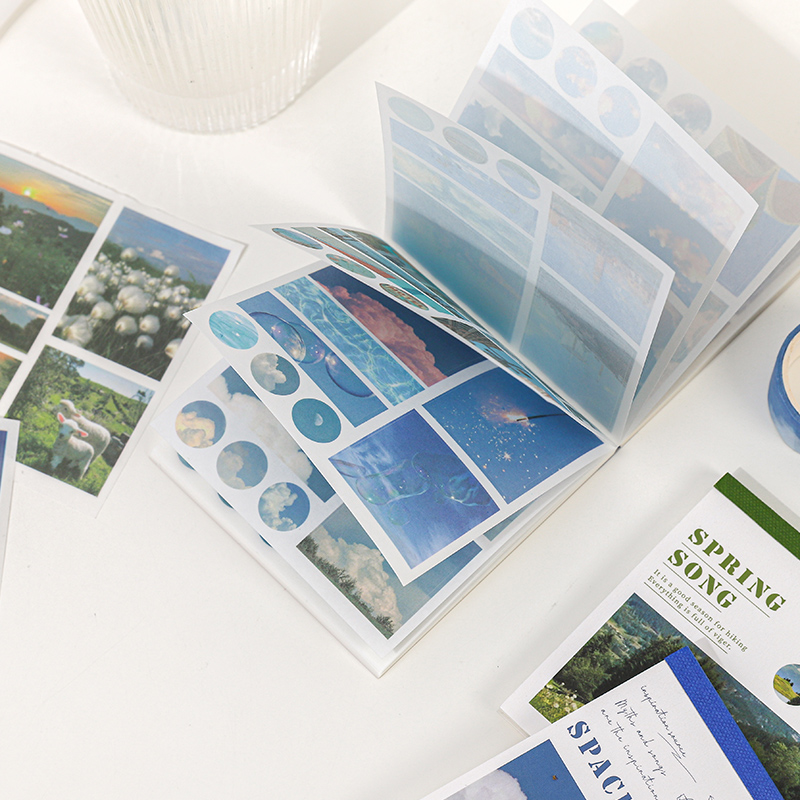 50 枚 50 パターン和紙インステッカーブック美的風景ステッカースクラップブッキングジャーナルアルバム日記 DIY Paers