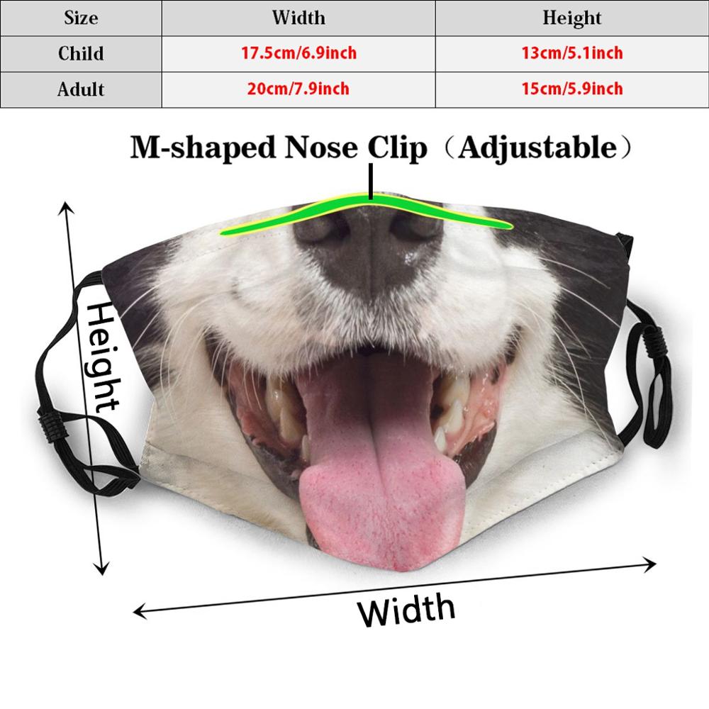 犬用のプリントが施された再利用可能なフェイスマスク,PM2.5フィルターが楽しいフェイシャルマスク,唇,犬のボーダーに適しています