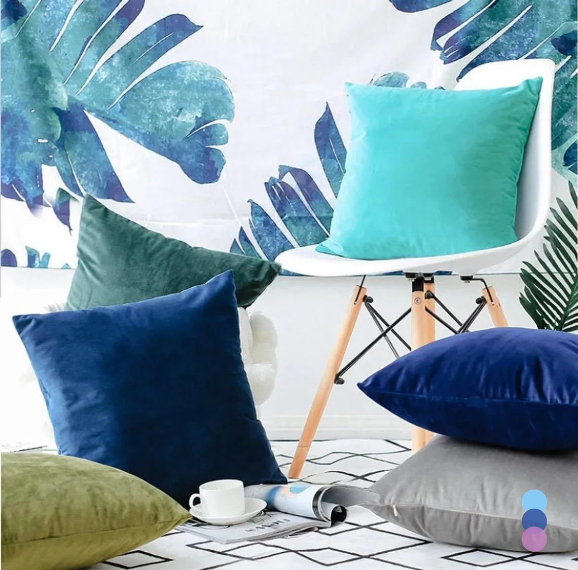 Funda De almohada De terciopelo, funda De almohada De 40x40cm para sala De estar, sofá, cojines decorativos, decoración del hogar, Housse De Coussin, amarillo, verde y azul