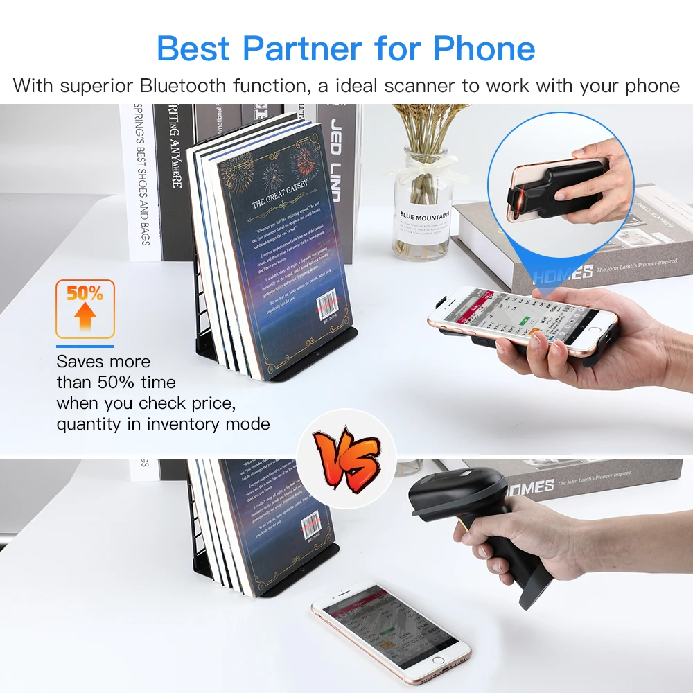 Eyoyo EY-017 2d zurück clip bluetooth barcode scanner tragbarer barcode leser daten matrix 1d qr barcode leser android ios system