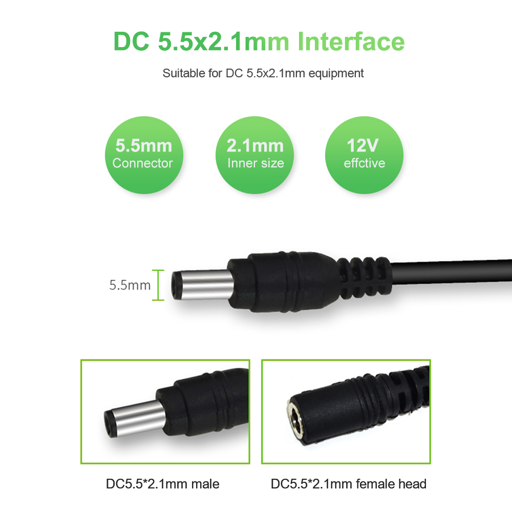 6 Meter/32.8ft Lengte DC 12 V Power Adapter 10 m Verlengkabel Voor Cctv IP Camera Power Adapter 5.5x2.1mm DC Plug