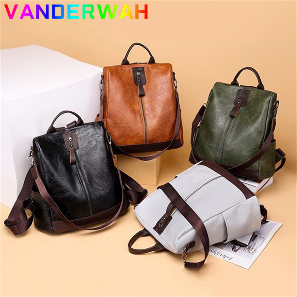 女性のためのヴィンテージの革のバックパック,ティーンエイジャーのための盗難防止のランドセル,女性のための旅行のバックパック,3 in 1, 2024