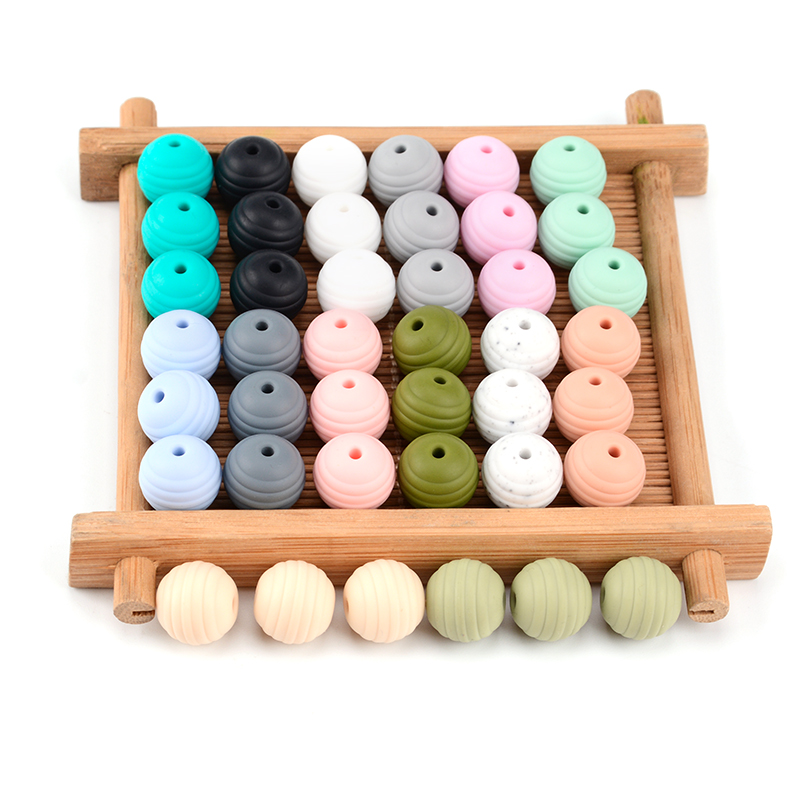 LOFCA 20pcs Beehive Silicone Beads Spiral Baby Teething Round Food Grade Beads 15mm DIY Threaded BPA Free Beads Baby Teethers