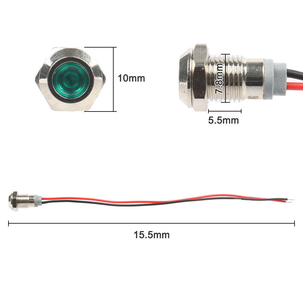 1PC 8mm LED Metall Anzeige Licht Wasserdicht Signal Lampe Anweisung Dot Licht Rot Gelb Blau Grün Weiß 3-6V 12-24V 110-220V