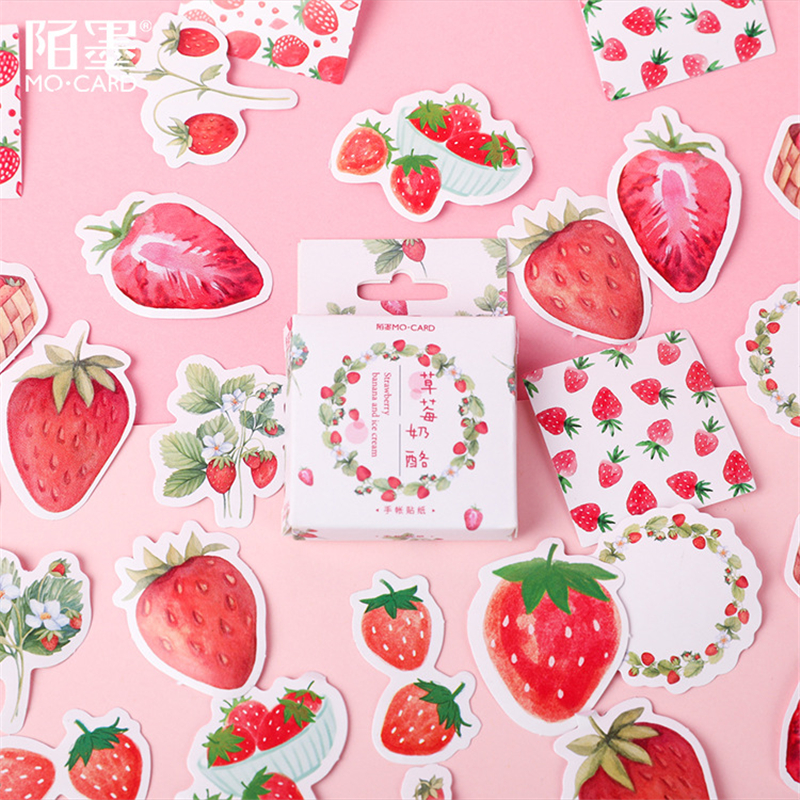 45 pçs/caixa gostosa morango adesivos decorativos scrapbooking vara etiqueta diário papelaria diy álbum de frutas adesivos crianças presentes