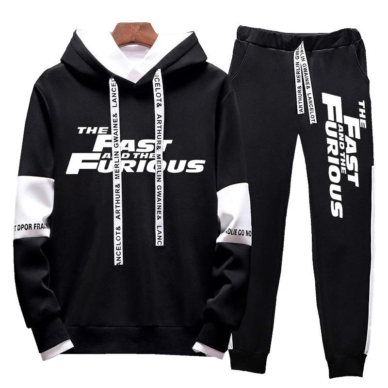The Fast and the Furious Sudaderas con capucha y pantalones de chándal clásicos para hombre/mujer, traje deportivo informal para correr, jerséis de manga larga con capucha
