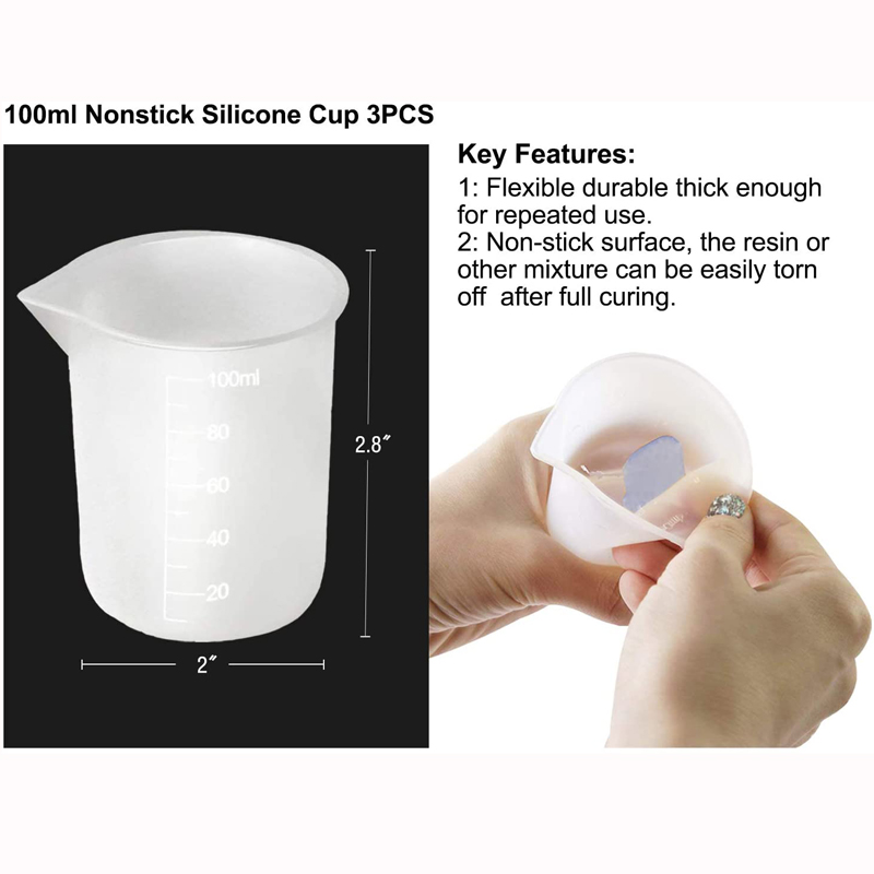 Nhựa Silicon Cốc Đo Bộ Dụng Cụ, Silicone Cốc Đo Cho Nhựa Chống Dính Silicone Trộn Ly, Epoxy Bộ Dụng Cụ
