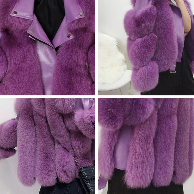 2020 inverno real casacos de pele de raposa das mulheres jaquetas de couro de pele de carneiro genuíno natural jaqueta de pele de raposa senhoras luxo outwear oversize