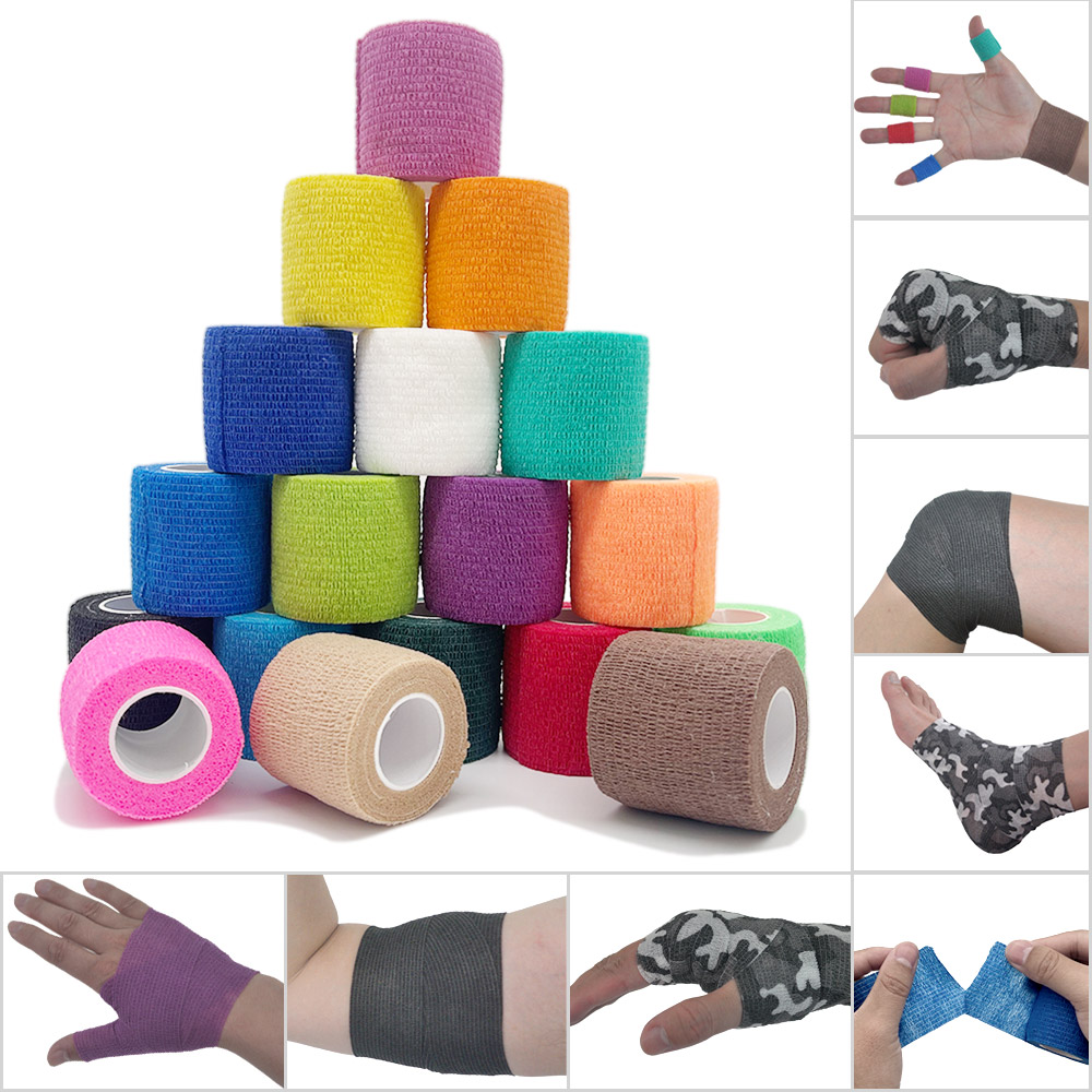 Vendaje elástico autoadhesivo deportivo colorido de 4,8 m, cinta Elastoplast para rodilleras, almohadillas de soporte para dedo, tobillo, palma y hombro
