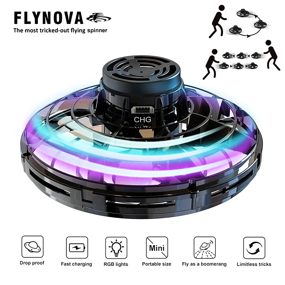 Flynova UFO Drone Fidget Flying Spinner juguete Mini Flyorb Fly Nova Spinner adultos niños regalo Dropshipping
