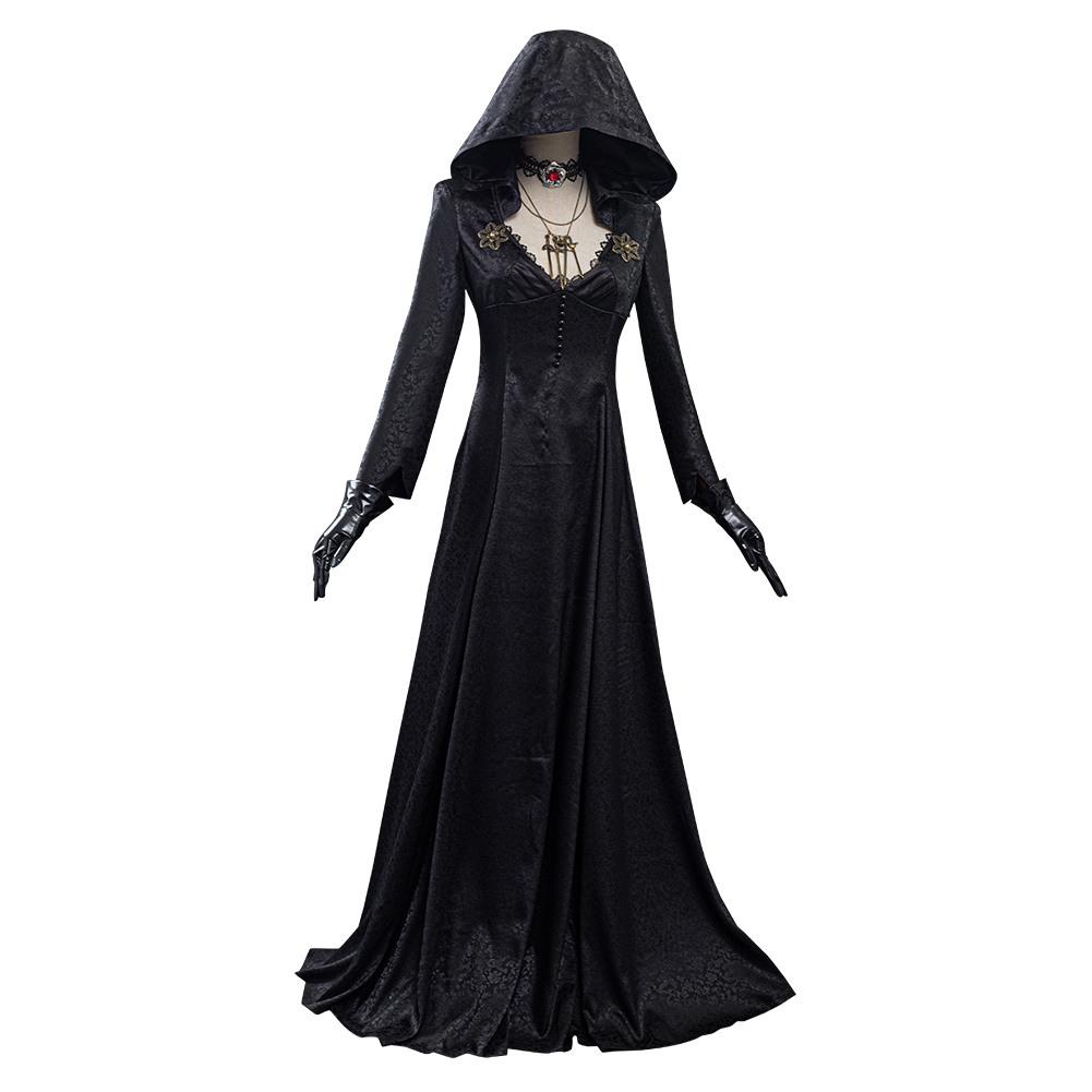 Evil Village Cosplay Traje Vampiro Senhora Vestido Roupas Halloween Carnaval Terno