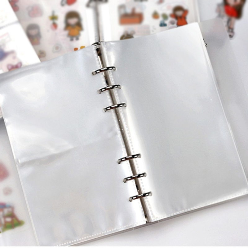 Soporte de archivo transparente para cuaderno, bolsa de hojas sueltas de 6 agujeros, para documentos, carpeta de anillas de PVC, almacenamiento, bricolaje, A5, A6, 10 Uds.