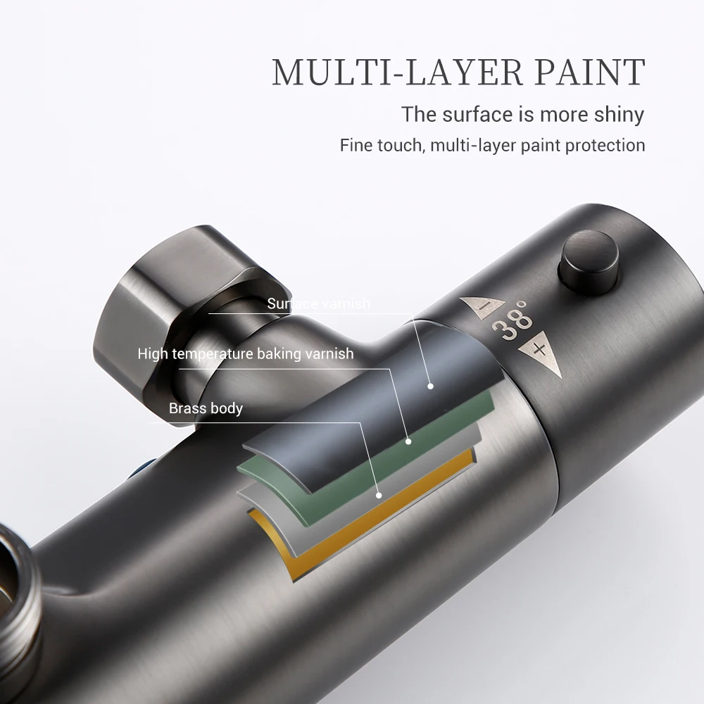 Kệ Treo Tường Van Hằng Nhiệt Hệ Thống Bagnolux Chải Xám Đồng Mưa Vòi 8 - 12 "Top Đầu Xịt Nhà Tắm bộ Vòi Tắm Hoa Sen