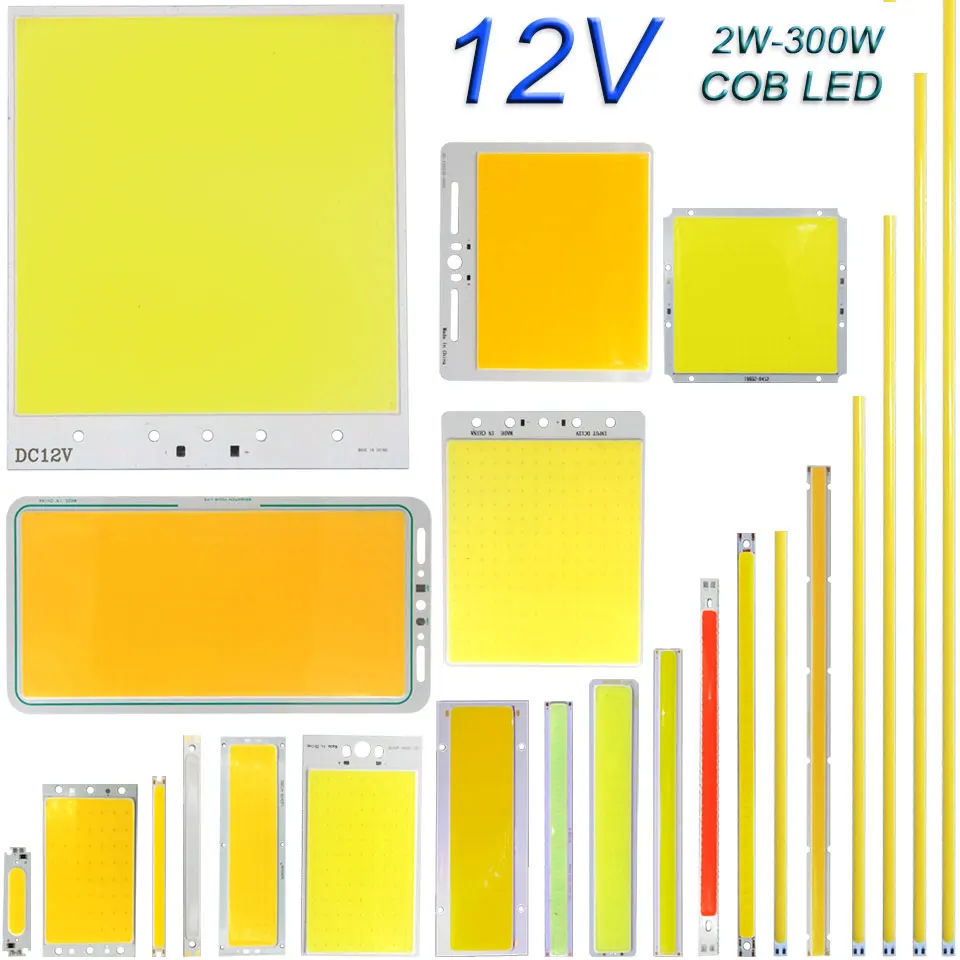 DC 12V COB Bóng Đèn Led Chip Bảng Điều Khiển Ánh Sáng 2 W-300 W Tất Cả Size COB Mô Đun Ấm Tự Nhiên lạnh Trắng Đỏ Xanh Màu Xanh Đèn LED Cho DIY