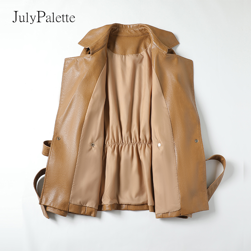 Julypalette-女性用ラムスキンレザージャケット、ショート、レースアップ、ベルト、コート、スプリットシープスキン、アウター、オフィスレディース、秋、2024