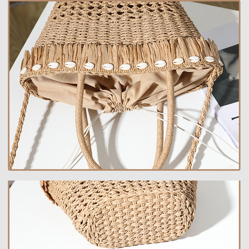 แฟชั่นพู่ฟางกระเป๋าหวายกลวงผู้หญิงกระเป๋าถือชายหาดฤดูร้อนไหล่Crossbodyกระเป๋าLadyขนาดใหญ่Tote