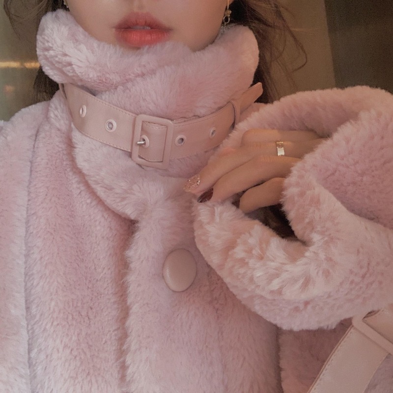 Rosa Faux Pelz Mantel Frauen Elegante Winter Warme Süße Warme Trend Mäntel Weiblichen Japanischen Stil Kawaii Koreanische Mantel Frauen 2021 neue