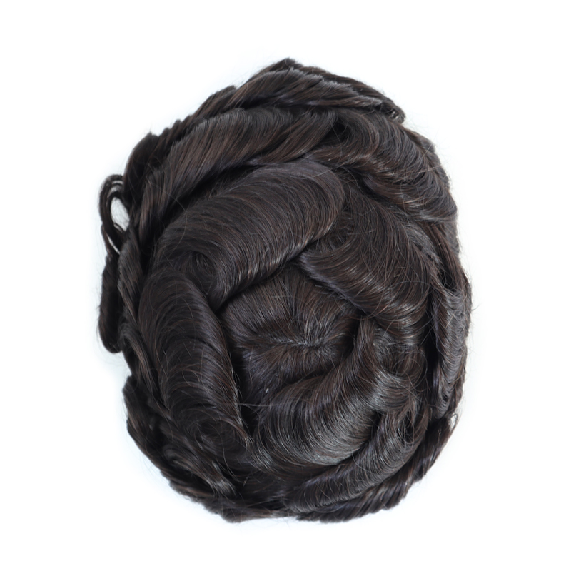Perruque de cheveux humains indiens Remy pour hommes, perruques de cheveux humains à peau fine avec nœuds, délié naturel invisible, unités de système de cheveux