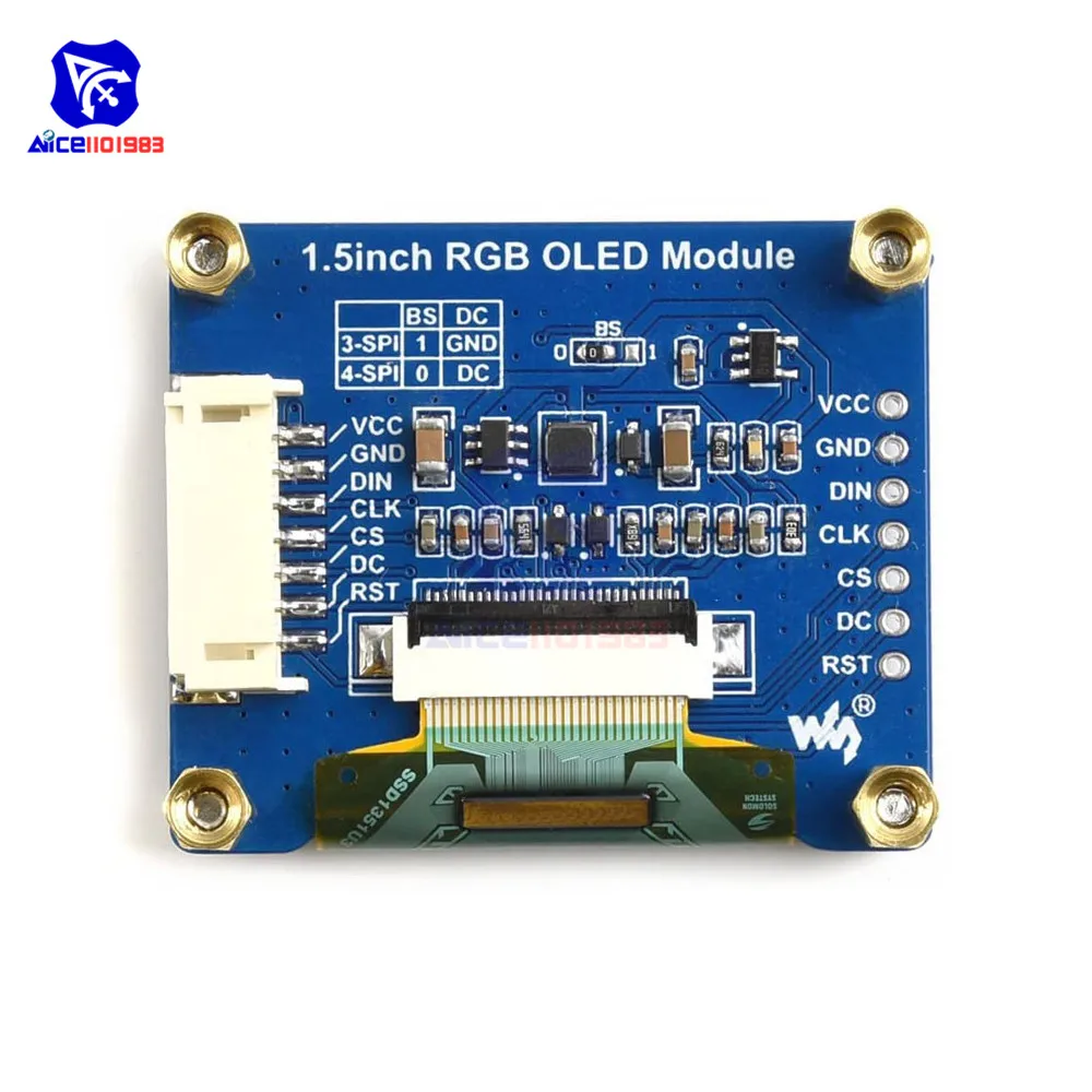 Diymore-Módulo de pantalla OLED RGB de 1,5 pulgadas, 128x128, interfaz SPI de alto Color de 16 bits, controlador SSD1351 para Raspberry Pi/Jetson Nano