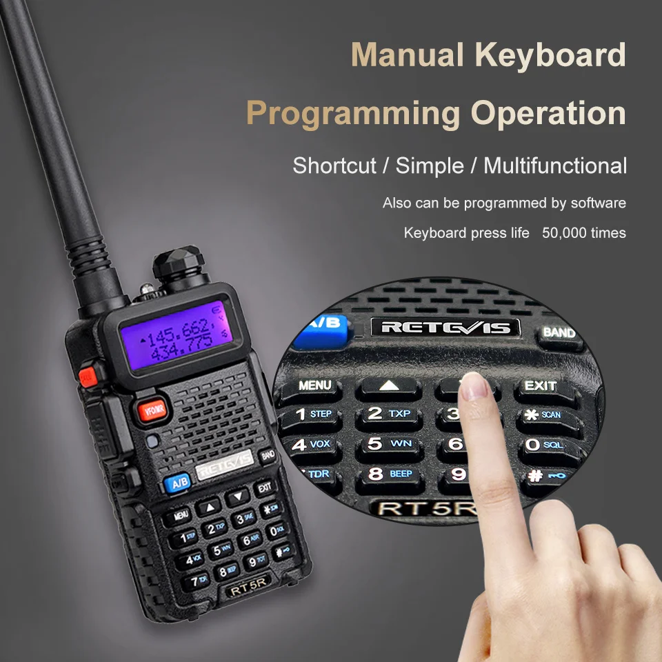 Retevis RT5R Radio Amador Longo Alcance Radio Comunicador ht Profissional Walkie Talkie Portátil Retorno Sem Fio VHF UHF Radioamador Longa Distância Ham Radio 5W